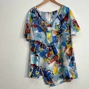 Art to wear Geometric Short Sleeve Top 3X  Asymmetrical